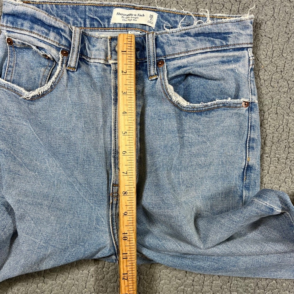 Abercrombie & Fitch Curve Love Ultra High Rise Ankle Straight Jeans Blue 26 2R - Picture 10 of 13